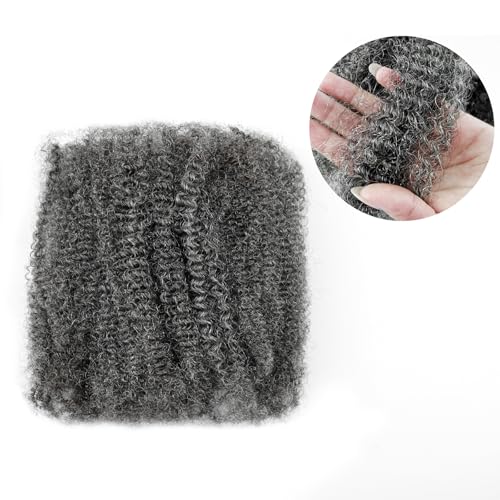 Pre-sretched Afro Kinkys Bulk Human Hair Human Hair for Locs/Twists/Braids/Repair Locs Afro Kinky Curly Bulk Can Bleach And Dye(#SALT&PEPPER,18inch 50g)