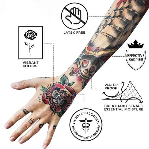 Tattoo Aftercare Waterproof Bandages, 6" x 4.4 Yard Tattoo Cover Up Tape, Tattoo Supplies Second Skin Transparent Film Healing Protective Clear Sterile and Safe Bandages 4 Rolls (6" x 1.1 Yard/Roll)