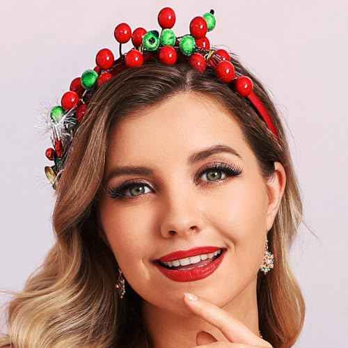 CAKURE Christmas Berry Headband Snowflake Headpiece Xmas Hair Accessories for Party Holiday Headwear (Type C)