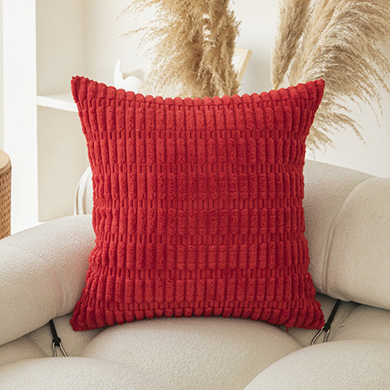 Boho Striped Throw Pillow Covers Plush Fabric Cushion Covers for Sofa & Bed
