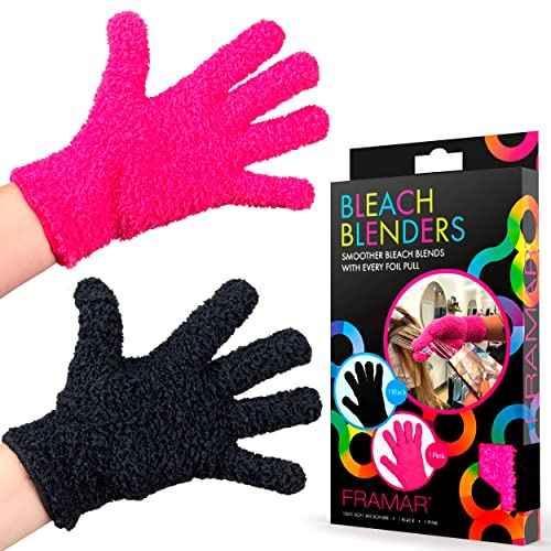 FRAMAR Bleach Blender Microfiber Gloves For Hair Dye ? Hair Color Gloves, Microfiber Mitt For Cleaning, Hairstylist Essentials, Hair Salon Supplies, Extra Absorbent On Bleach ? 2 Pack