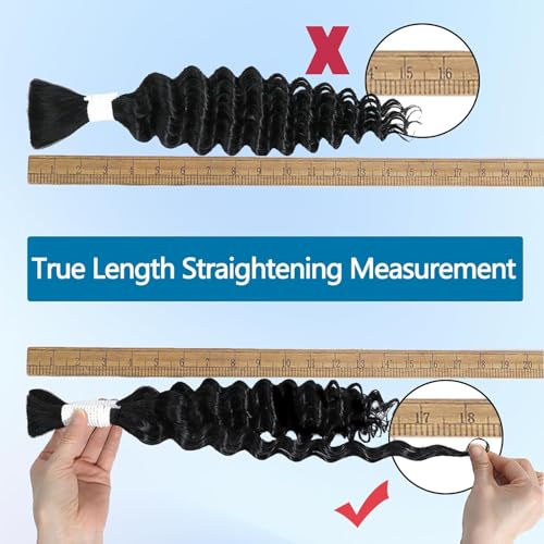 Human Braiding Hair Boho Braids Human Hair 110g 26 Inch Deep Water Wave Bulk Human Hair for Braiding No Weft Bundle 12A Brazilian Virgin Curly Hair Extensions Wet and Wavy Human Braiding Hair