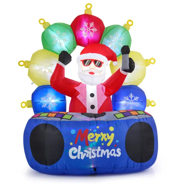 6ft Inflatable DJ Santa with RGB LED Orbs - Outdoor Party Decor