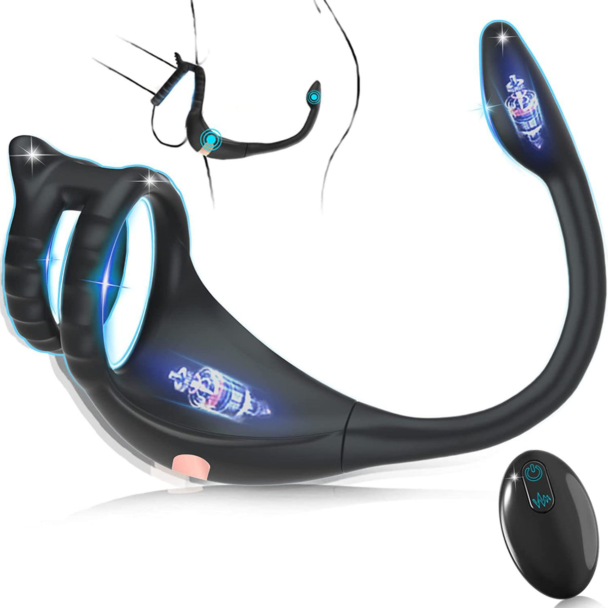 Men's Horseshoe Ring Massager with Remote Control - Silicone Adult Wellness Device