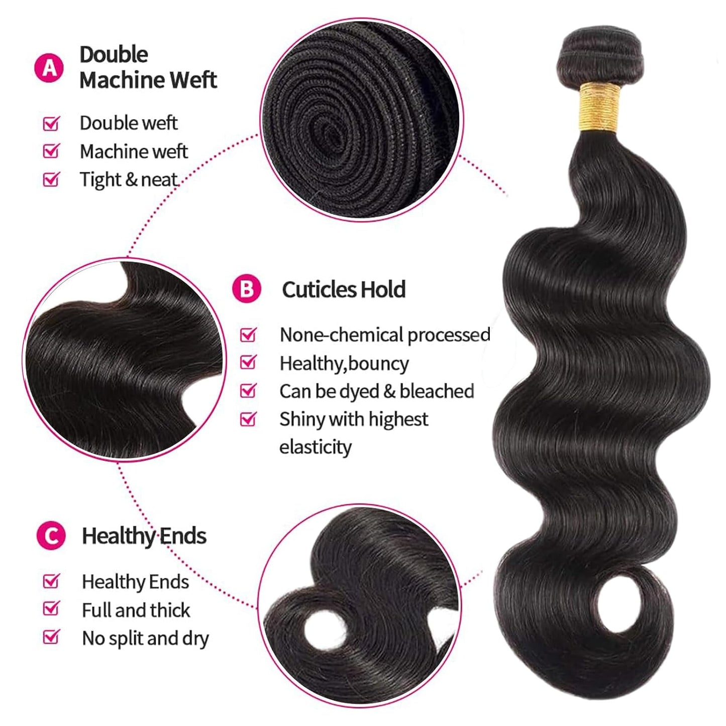 24-Inch Body Wave Human Hair Bundles - Virgin Remy Hair Weave