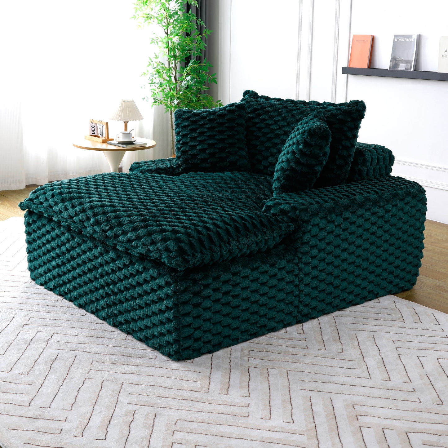 51-Inch Comfort Sofa with Backrest & Pillows - Green