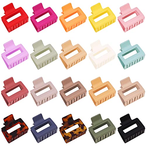 20 PCS Matte Hair Clips: 2 Inch Rectangle Non-Slip Clamps for All Hair Types - Strong Hold, Cute Colors for Women & Girls