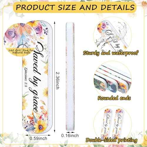 200 Pcs Christian Bible Verse Nail Files Gift for Women Religious Scripture Nail Emery Boards Colorful Floral Inspirational Buffering Files Scripture Manicure Tools VBS Christmas Gift Bulk