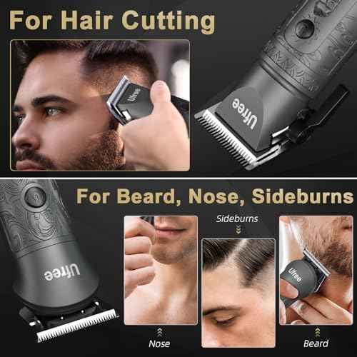 Ufree Beard Trimmer for Men Professional with Hair Clippers, Barber Clippers and Trimmers Set, Electric Razor Shavers for Men, Cordless Mens Grooming Kit for Nose, Ear, Face, Hair, Gifts