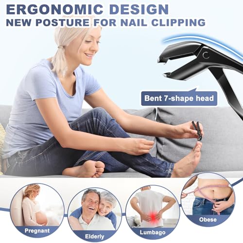 Toenail Clippers for Thick Toenails, Stocking Stuffers 2025 Gifts for Men Women, Angled Head Large Toe Nail Clippers with Wide Jaw Opening, Christmas Xmas Presents Gifts for Adults