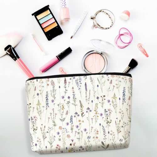 4PCS Floral Makeup Bags for Women, Cute Flower Aesthetic Travel Toiletry Bag, Coquette Cosmetic Bag, Portable Zipper Pouch Cosmetics Pouch Gifts for Women Girls Girlfriend Mom