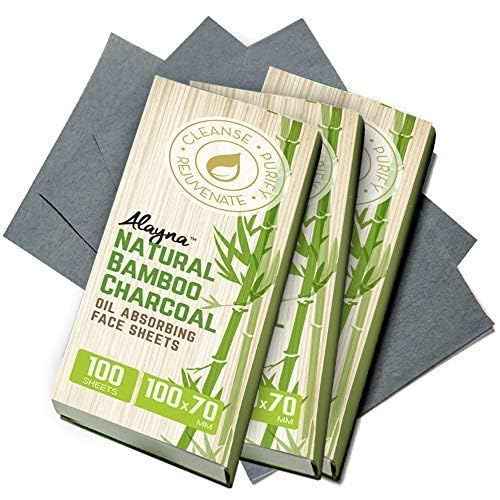 (3 PK) Oil Blotting Sheets- Natural Bamboo Charcoal Oil Absorbing Tissues- 300 Pcs Organic Blotting Paper- Beauty Blotters for the Face- Papers Remove Excess Shine- For Facial Make Up & Skin Care