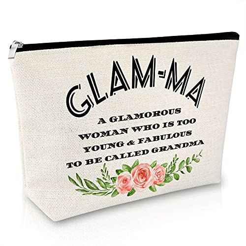 Grandma Gifts from Grandchildren Makeup Bag Mother's Day Gifts Birthday Gifts for Grandmother Best Grandma Ever New Glamma Gifts Thank You Gift for Women Nana Travel Cosmetic Pouch Christmas Gift