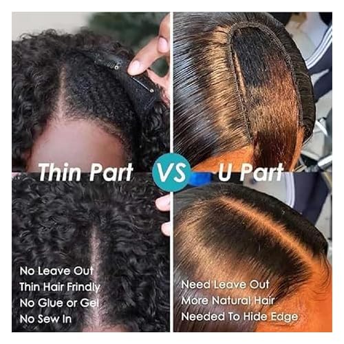 Afro Kinky Curly V Part Wig Human Hair Brazilian Virgin Upgrade U Part Wigs Glueless Afro Curly 180 Density Vpart Wig No Leave Out For Black Women 16Inch