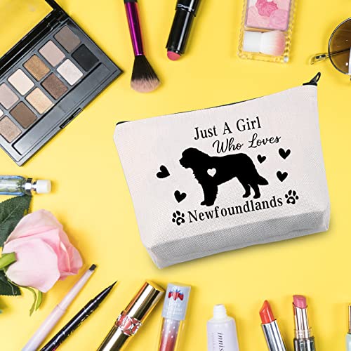 G2TUP Newfoundland Lover Gift Who Loves Newfoundlands Makeup Bag Newfoundland Dog Owner Gift Travel Bag (Loves Newfoundlands White Bag)