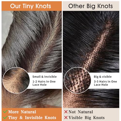 5x5 HD Lace Closure Only Body Wave Human Hair 12A Brazilian Virgin Remy Human Hair Frontal Closure 100% Human Hair Extensions Pre Plucked with Baby Hair Natural Hairline Natural Black 22 Inch