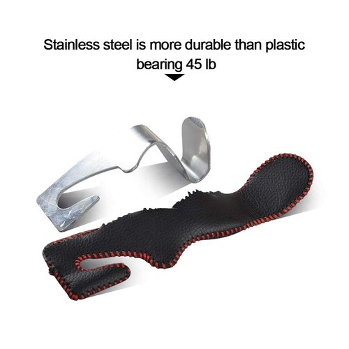 Car Hooks Universal Car Vehicle Back Seat Headrest Hanger Holder Hook Microfiber Leather & Stainless Steel for Bag Purse Cloth Drink Grocery (Black red)…