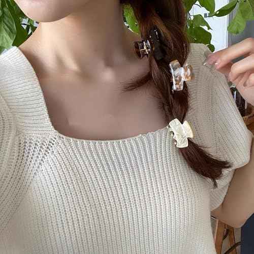 Small Hair Clips,1.4" Acetate French Hair Claw Clips, Strong Hold Nonslip Half-Up Jaw Clip Hair Accessories Birthday Thanksgiving Christmas Gift for Women Girls Mother Daughter Thin Thick(6 PCS)