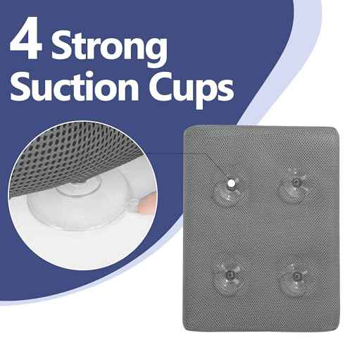 MABOZOO Bath Cushion for Tub with Powerful 4 Non-Slip Suction Cups,Quick Dry Mesh Bathtub Mat,Spa Pillow Bath Accessories for Adults Indoor Outdoor (Gray)