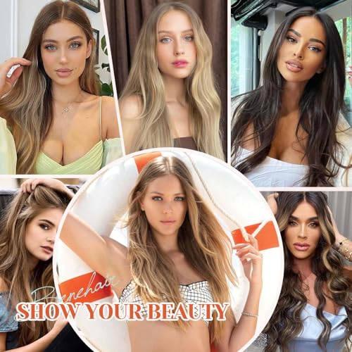 Benehair Miracle Wire Extension for Women Real Human Hair Hairpieces with Invisible Secret Fish Line Adjustable Wire Replacement Light Brown Hair Extension 20inch for Thinning Hair #6