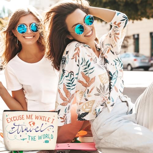 Funny Travel Gifts for Women Makeup Bag Travel Essentials Cosmetic Bags Toiletry Bag Flight Vacation Gifts for Sister Mom Travelers Girls Trip Birthday Mothers Day Anniversary