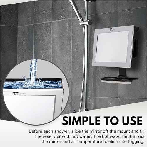 ToiletTree Products Fogless Shower Mirror with Squeegee - Anti-Fog Mirror - Adjustable Shaving Mirror with a Squeegee - Rust-Proof, Impact-Resistance Bathroom Shower Mirror