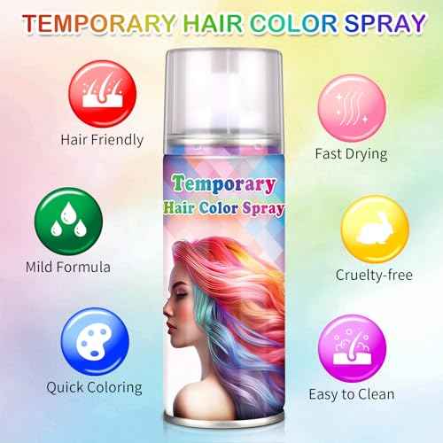 Purple Hair Color Spray Temporary,Instant Vivid Hair Dye that Washes out in 1 Wash for Halloween,Christmas,Cosplay Party,120ML (Purple£©