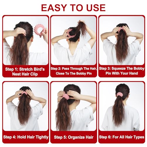 Bird Nest Magic Hair Clip, Hairs Maker Flocking Ponytail Holder Hair Barrettes Accessories Shaper for Women Girls Hair Ties Thin Thick Fine Curly Hairs (4 Pack, Black)