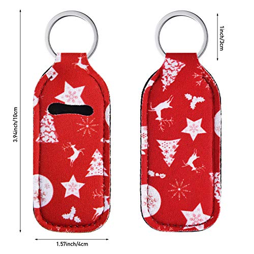 Patelai 6 Pieces Christmas lipstick Holder Keychains Neoprene Lipstick Holder Keychain Protective Cases Lip Balm Lipstick Holder Keychain for Girls Women