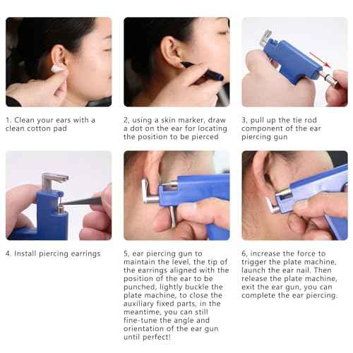 Ear piercing gun, Reusable Professional Ear Piercing Kits, 24 Surgical Grade Anti-sensitive Piercing Earrings, 10 Cubic Zirconia Fashion Earrings, 24 Alcohol Cotton Sheets (silver)