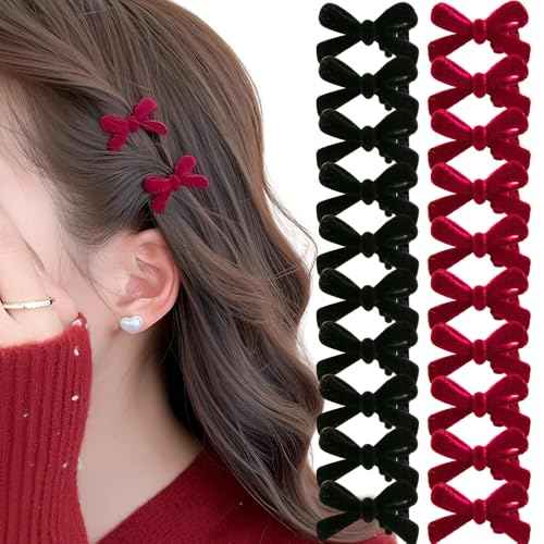 20Pcs Mini Hair Bows for Girls Red Black Hair Bow Velvet Bow Hair Clips Retro Bow Hair Clip Hair Bow Clips Bow Clip Small Hair Bows Clips Bow Clips for Women Daily Hair Accessories