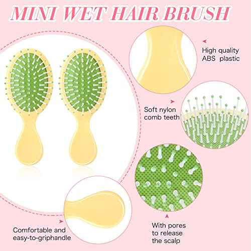 Nuanchu 12 Pcs Mini Wet Hair Brush and Comb Set Travel Brush Small Plastic Detangler Comb for Kids Toddler Baby Wet Curly Hair(Light Color)