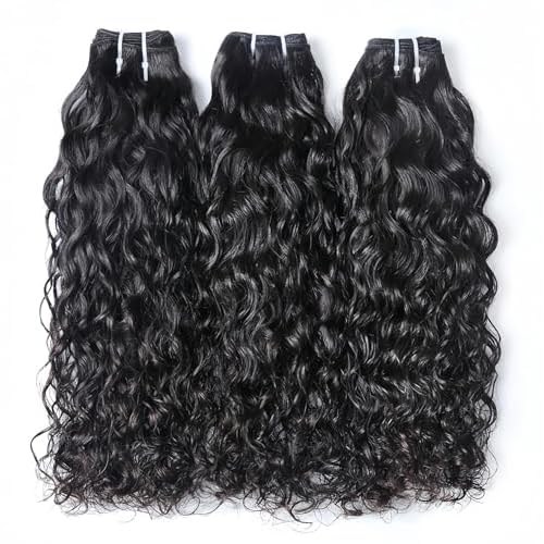 Water Wave Bundles Human Hair Soft Brazilian Virgin Human Hair 100% Unprocessed Wet and Wavy Curly Bundles Natural Black Color Can Be Dyed Total 300g 16 18 20 Inch