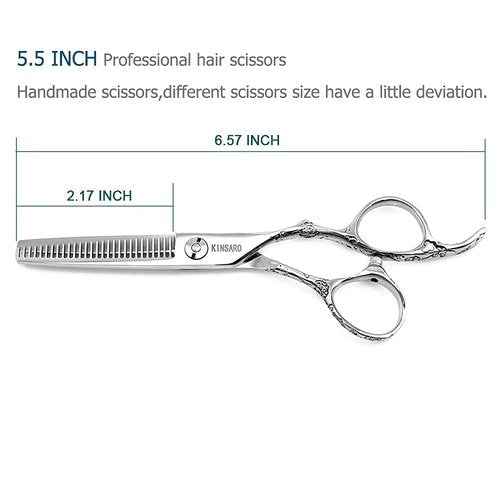 Hair Scissors Set 5.5 Inch Professional Barber Scissors Set Hair Cutting Scissors Hairdresser Scissors Thinning Shears 440C KINSARO