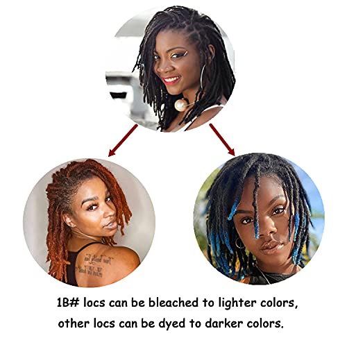 6 Inch 40 Strands 100% Real Human Hair Dreadlock Extensions for Men/Women Full Head Handmade 0.6 cm Tight Can Be Dyed and Bleached Soft Loc Extensions (6 Inch, 40 Strands)