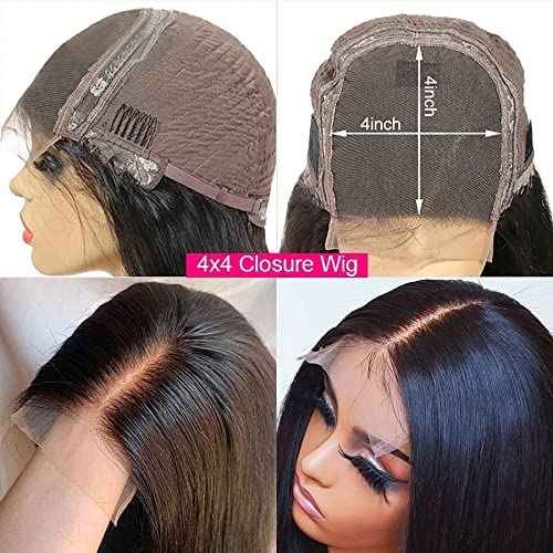 afsisterwig Water Wave 13x4 Lace Frontal Human Hair Wigs Transparent Curly Human Hair Wigs 4x4 Short Bob Wig HD T Part Wigs For Women(14inch, 4x4 Water Wave)