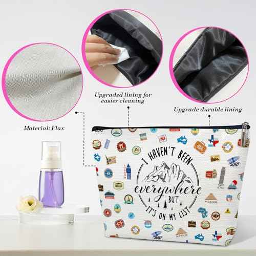 Camping Gifts for Women, Camping Essentials Makeup Bag, Hiking Gifts for Women, I Haven't Been Everywhere But It's on My List Cosmetic Bag
