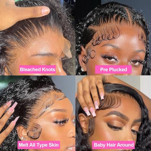 22 Inch Deep Wave Lace Front Wigs Human Hair 180% Density 13x6 HD Lace Frontal Wigs Human Hair Pre Plucked with Baby Hair Deep Curly Wigs for Black Women Natural Color