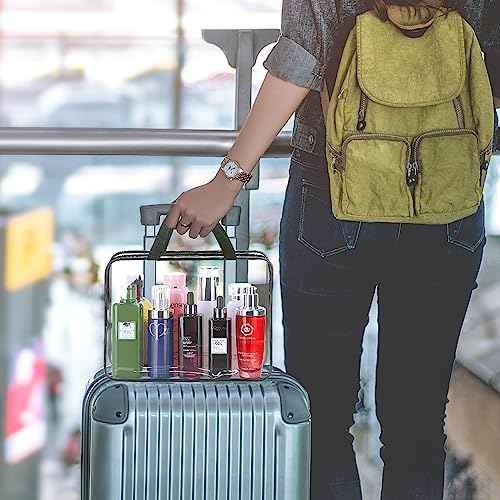 HAOGUAGUA 2-Piece Large Clear Makeup Cosmetic Organizer Bag, Plastic Tote Bags, Waterproof Transparent Handbag Purse