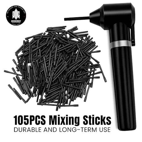 Tattoo Ink Mixer with 105Pcs Mixing Sticks Denergy Tattoo Pigment Machine Eyebrow Color Makeup Tattoo Ink Pigment Electric Agitator Machine for Microblading Tattooing (Black+105pcs Sticks)