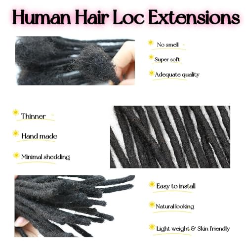 0.4cm & 0.6cm Width, 4-14 Inches10, 30, 60, 100 Strands Options 100% Real Human Hair Dreadlock Extensions for Men/Women/Kids, Handmade Permanent Loc Extension Bundles (0.4cm, 8inches, 60Strands)