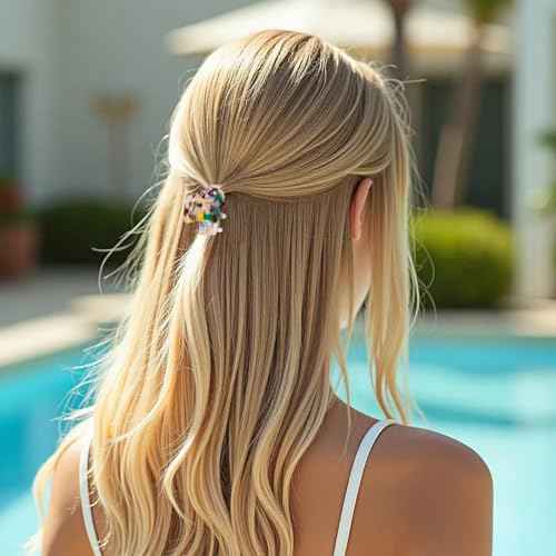 Small Hair Clips,1.4" Acetate French Hair Claw Clips, Strong Hold Nonslip Half-Up Jaw Clip Hair Accessories Birthday Thanksgiving Christmas Gift for Women Girls Mother Daughter Thin Thick(6 PCS)