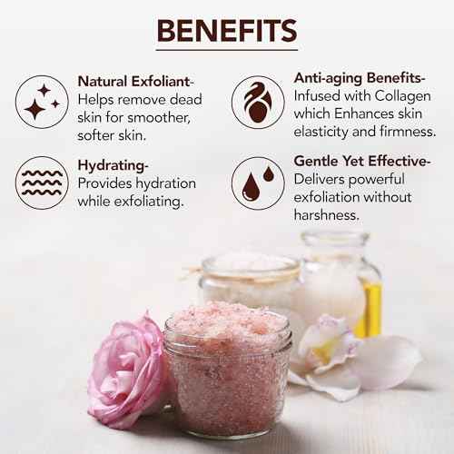 MAJESTIC PURE Himalayan Pink Salt Body Scrub with Collagen and Sweet Almond Oil | Exfoliating Scrub for Skin Care, Stretch Marks, Acne, Cellulite | 10 oz