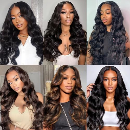 12A Human Hair Bundles with 2x6 Closure 16 18 20 with 14 Inch Brazilian Body Wave 3 Bundles Human Hair with 2x6 HD Lace Closure 100% Unprocessed Virgin Human Hair Weave