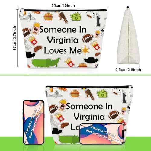 Virginia State Makeup Bag Virginia Gift for Women Long Distance Relationships Gift Travel Souvenir Cosmetic Bag Christmas Vacation Presents for Friend Sister Graduation Cosmetic Pouch Trip Present