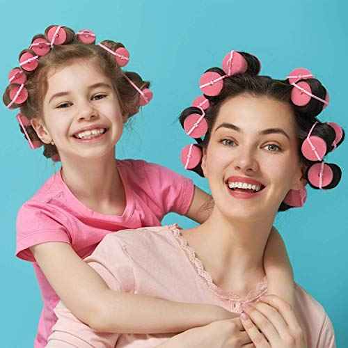 Geyoga 18 Pieces Sponge Hair Rollers Large Soft Foam Hair Styling Curlers Large Size Hairdressing Curlers for Women(Pink,1.6 x 2.8 Inches)