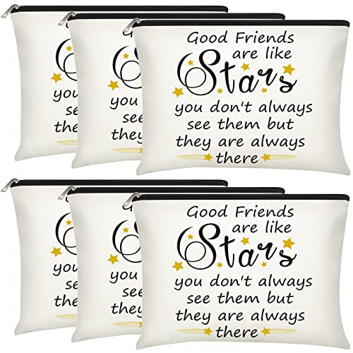 Xuniea 6 Pieces Friendship Gifts for Women Bulk Friendship Cosmetic Makeup Bag for Girl Travel Pouch Friend BFF Birthday Christmas Gifts(Star Pattern)