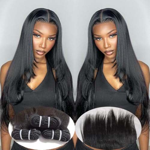 12A Human Hair Bundles Brazilian Straight Hair Bundles 18 20 22 Inch Brazilian Virgin Human Hair Weave Bundles For Black Women Straight Bundles Human Hair Extensions Natural Black Color
