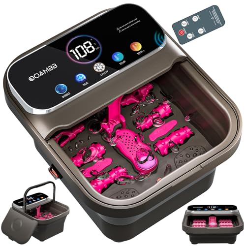 Collapsible Foot Spa with Heat, Bubble,Temp Control,Remote Control, Color Touch Screen Foot Bath Massager with 6 Massage Rollers,Foot Soaking Tub,Pedicure Foot spa for Stress Relief (Deep Grey)