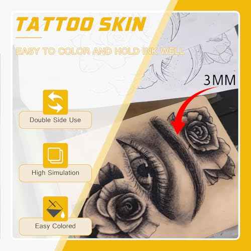 3MM Tattoo Fake Skin - Narkysus 10Pcs Tattoo Skin Practice 3MM Thick Fake Skin Blank Tattoo Practice 7.4x5.6" Double Sides Use for Beginners and Artists Tattoo Supplies